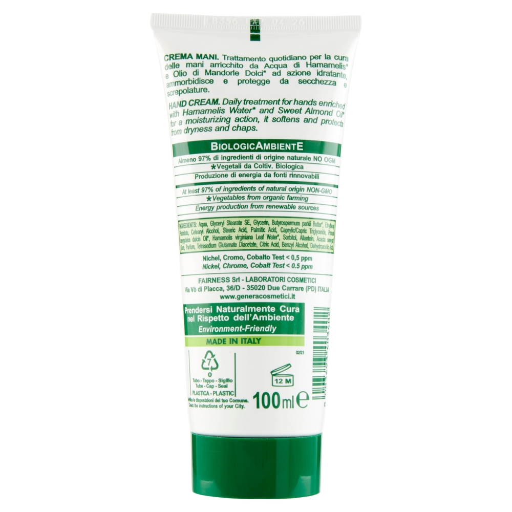 Genera BiÓ Crema Mani Morbidezza con Acqua di Hamamelis* e Olio di Mandorle Dolci* 100 ml